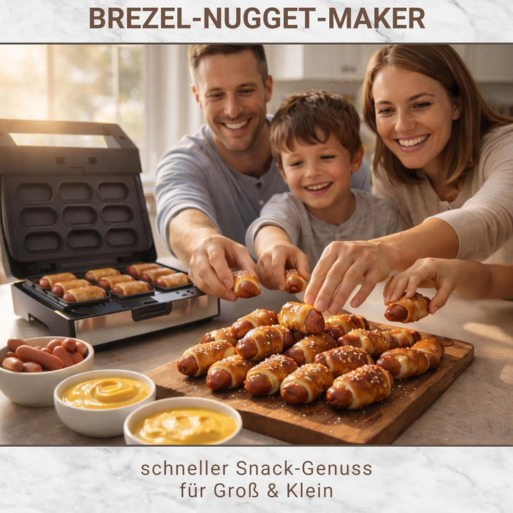 Syntrox Germany Brezel Nugget Maker MM-1400W mit herausnehmbaren Backplatten
