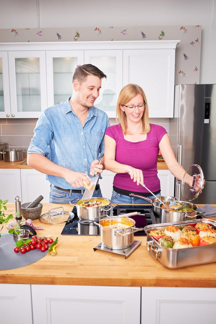 RÖSLE EXPERTISO Stielkasserolle, Hochwertiger Universaltopf aus Edelstahl 18/10, 16 cm, Edelstahlgri