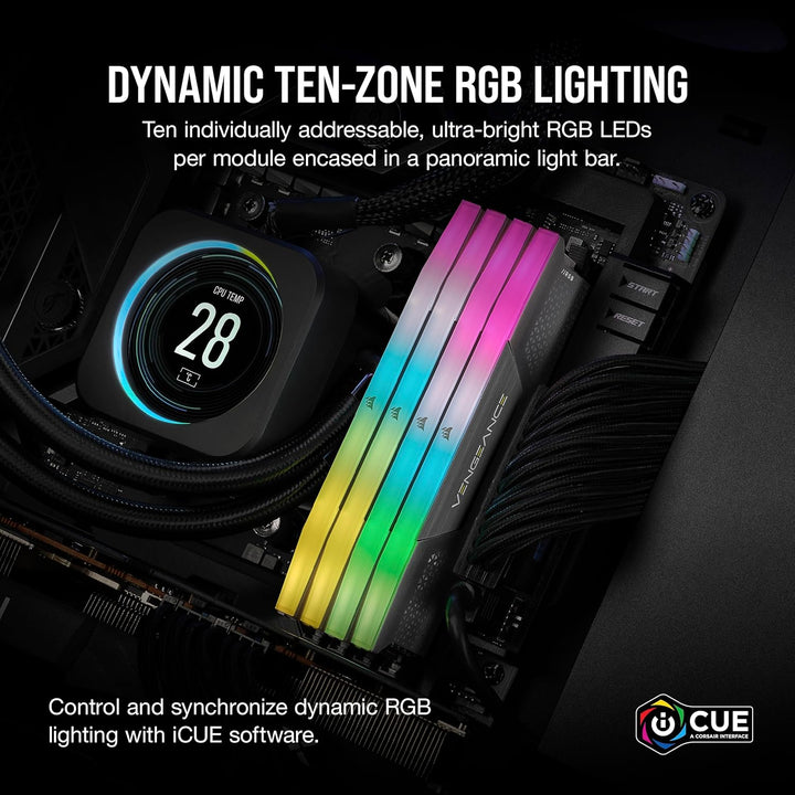 Corsair Vengeance RGB DDR5 64GB (4x16GB) 5600MHz C36 AMD-Optimierter Desktop-Speicher (Dynamische Ze