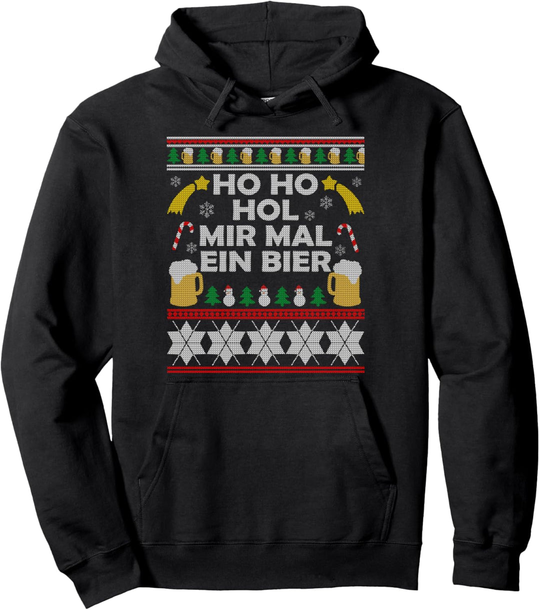 HoHoHol mir mal ein Bier Lustiges Ugly Christmas Kostüm Pullover Hoodie