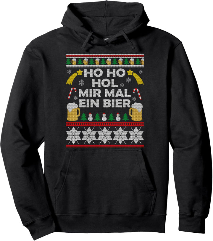 HoHoHol mir mal ein Bier Lustiges Ugly Christmas Kostüm Pullover Hoodie