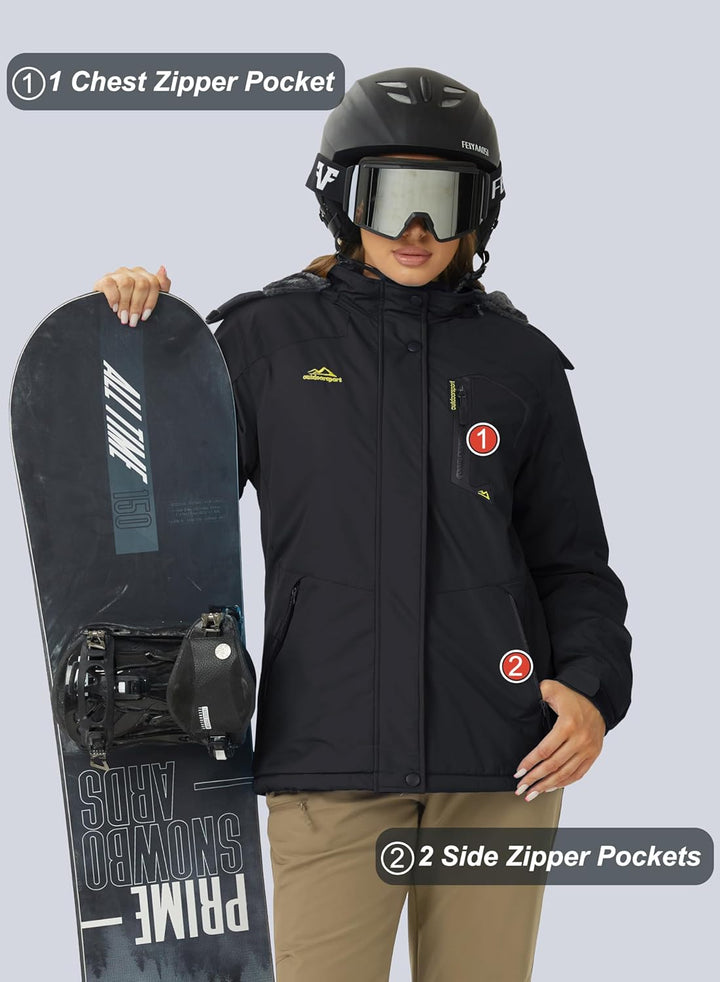 MAGCOMSEN Winterjacke Damen Softshell Funktionsjacke Wasserabweisende Outdoor Ski Jacke Fleece Windd