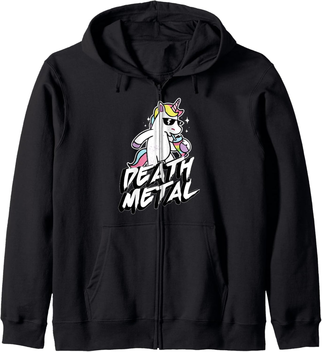 Death Metal Einhorn Lustiges Saufendes Unicorn Party Kapuzenjacke