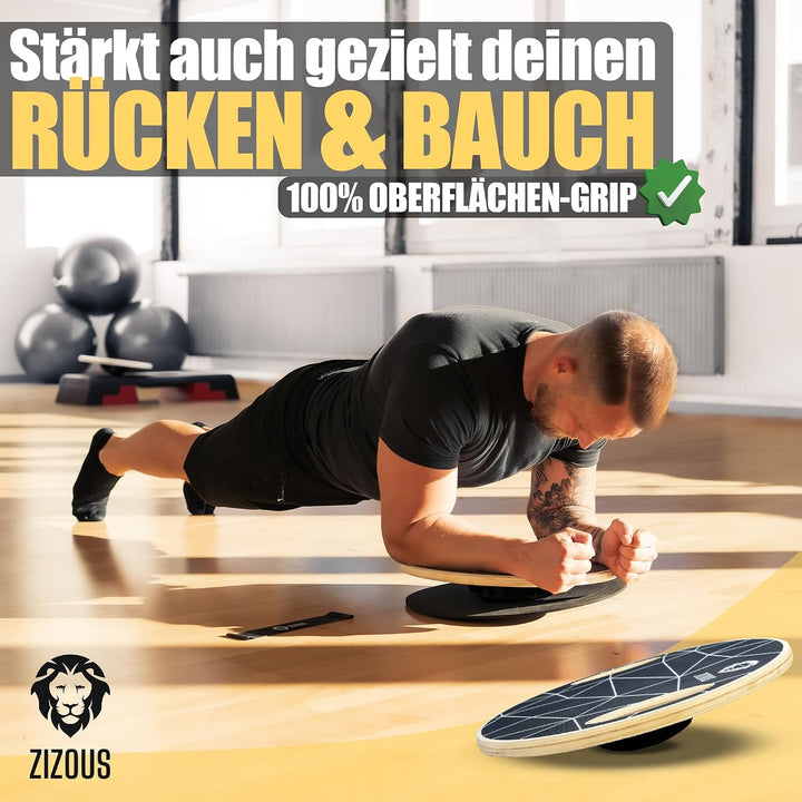 ZIZOUS® Premium Balance Board TESTSIEGER Komplettset - Hochwertiges Wackelbrett inkl. Antirutschmatt