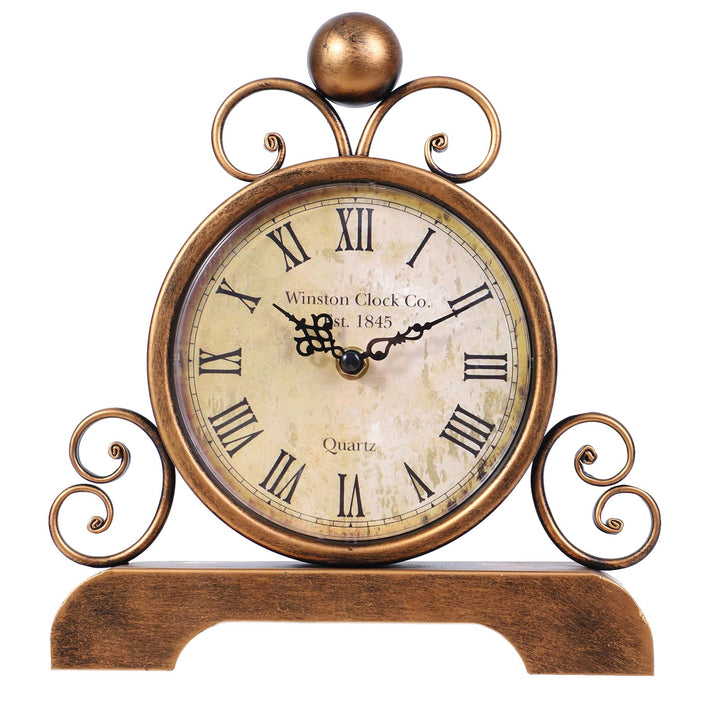 Retro Tischuhr Klassische Vintage Roman Stil Schreibtischuhr Silent Ohne Ticken für Wohnzimmer Schla