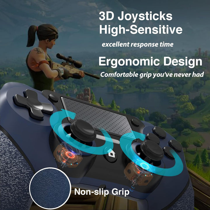 VooFun Wireless Controller Kompatibel mit PS-4/Pro/Slim/PC, Bluetooth Gamepad mit Vibration,6-Achsen