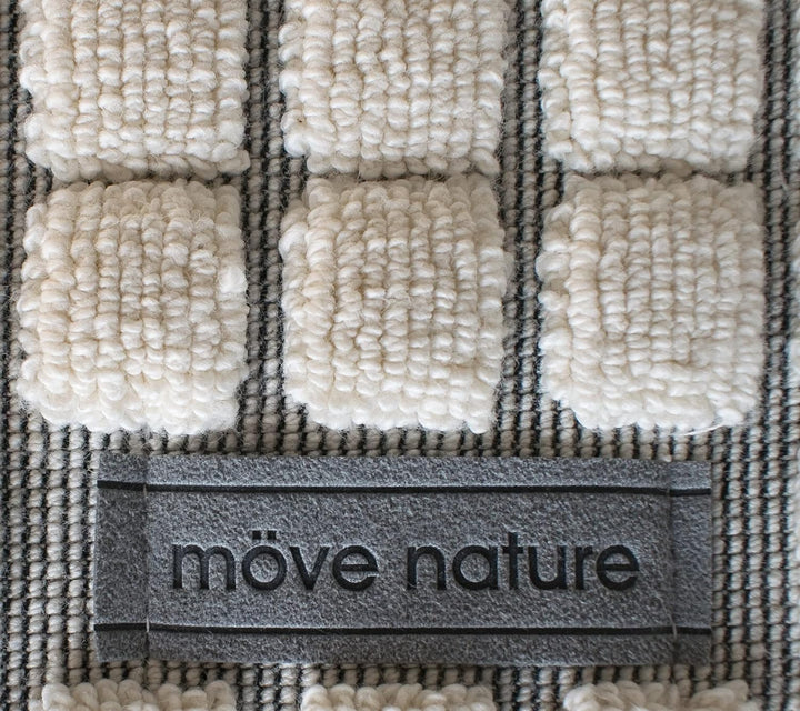 möve Eden Badteppich mit Kästchenstruktur 60 x 100 cm aus 100 % Baumwolle, nature / black Single, Si