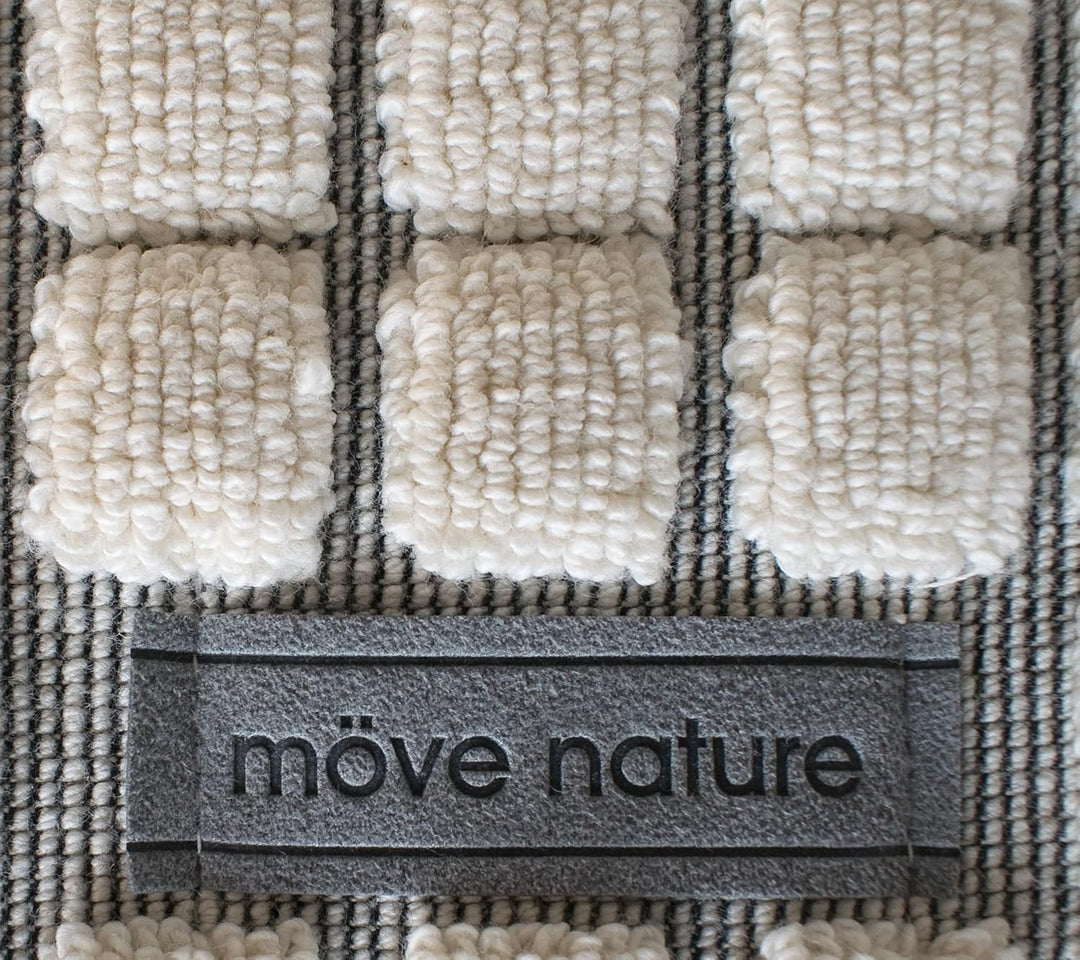 möve Eden Badteppich mit Kästchenstruktur 60 x 60 cm aus 100 % Baumwolle, nature / black 60 x 60 cm
