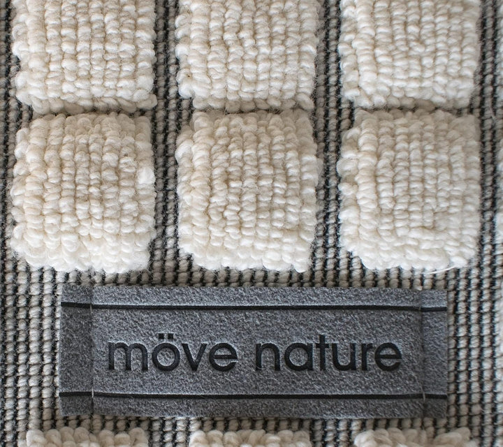 möve Eden Badteppich mit Kästchenstruktur 60 x 60 cm aus 100 % Baumwolle, nature / black 60 x 60 cm
