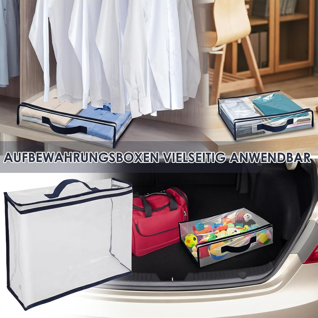 6 Stück Aufbewahrungstasche,Transparente PVC Umzugskartons Aufbewahrungsboxen mit Deckel,Faltbare Re