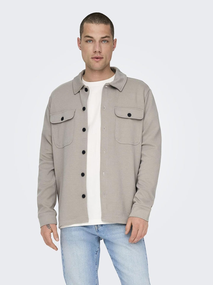 ONLY & SONS Male Hemd Normal geschnitten Hemdkragen Hemd XL Vintage Khaki/Pattern:melange, XL Vintag