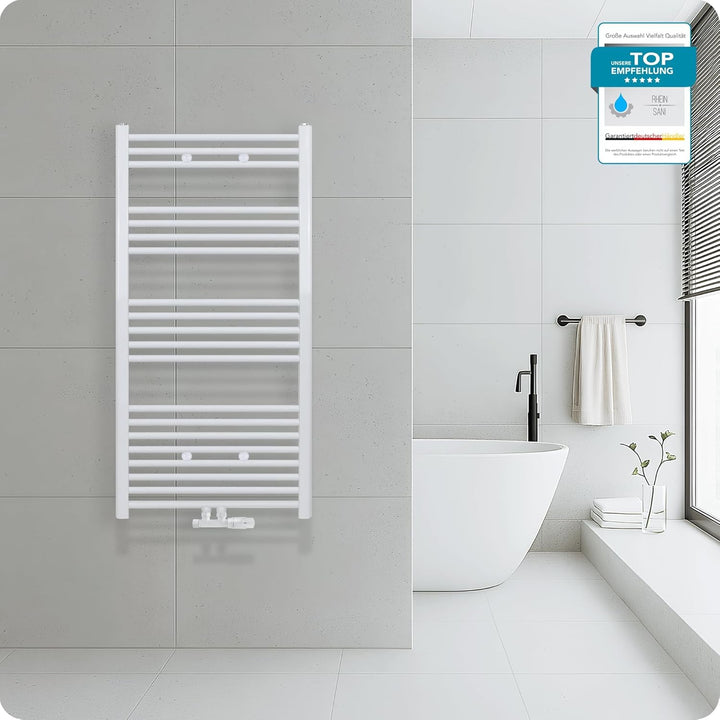Belvit Badheizkörper, 1200x600 mm, 616 Watt, Mittelanschluss, Nabenabstand 50 mm, Qualitätsstahl, We