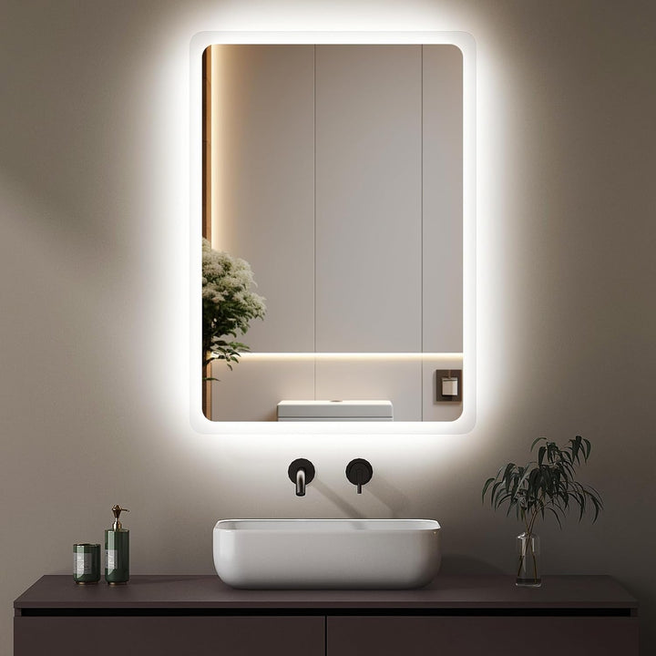 Boromal Badezimmerspiegel 40x60cm Wandschalter Badspiegel Vertikal und Horizontal Montage 6500K Kalt