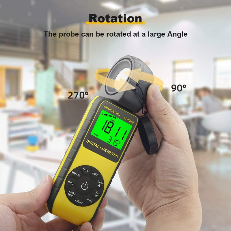 AOPUTTRIVER Digital Luxmeter, Belichtungsmesser, Tragbare Photometer AP-881D Lichtmesser mit Bereich