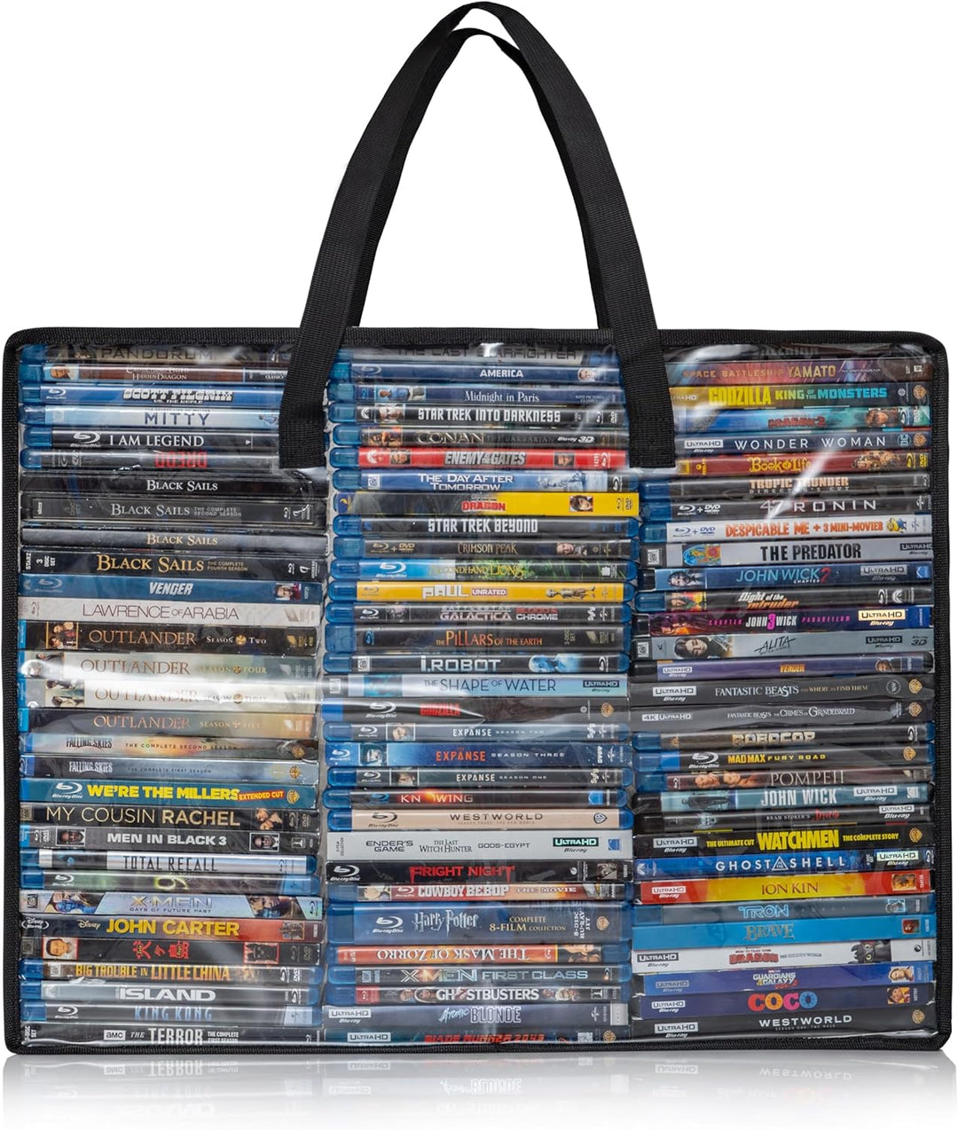 Besti Blu Ray Case Holder Organizer, 2 transparente Plastiktüten Set, Griffen zur Aufbewahrung, Blur