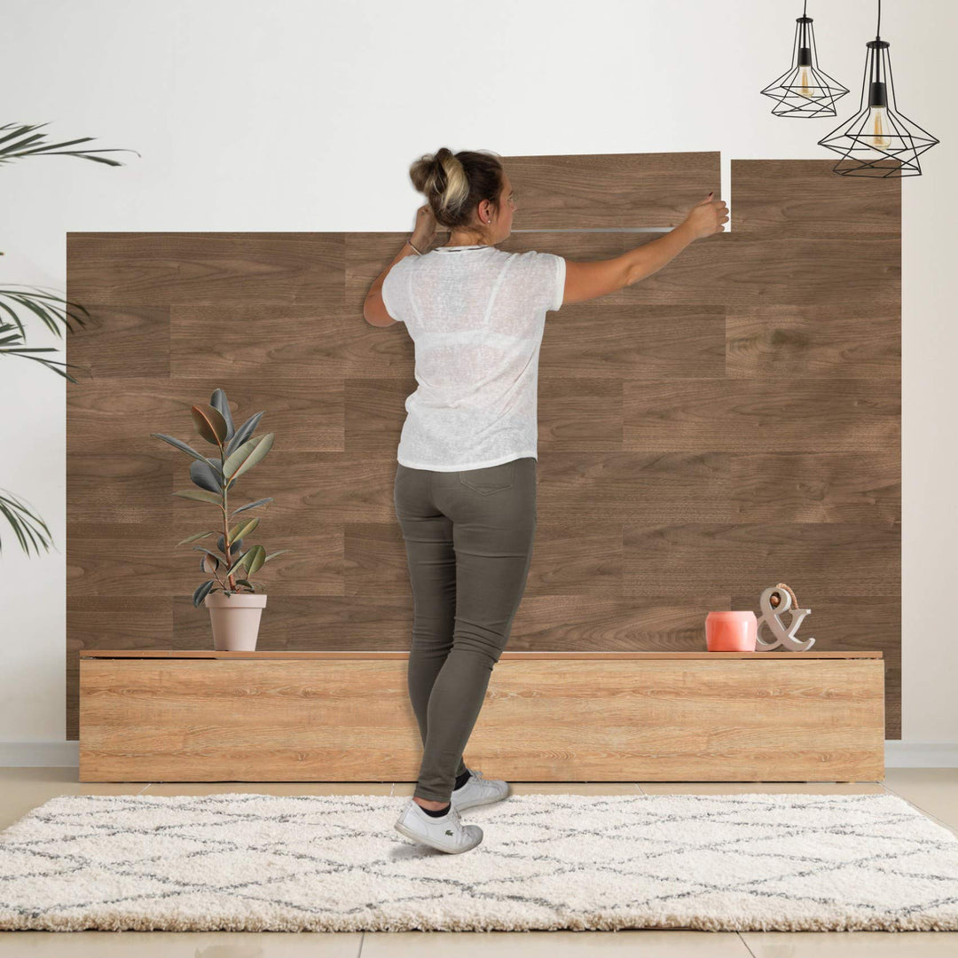 SUN WOOD Stick-it Holz Wandverkleidung selbstklebend im Nussholzdesign // NUSS ALPE ADRIA 702; Wandp
