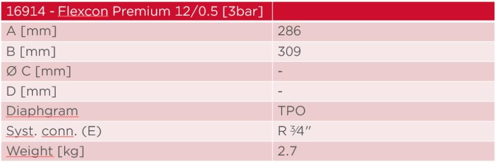 Flamco Flexcon Premium 12L 0,5/3bar Ausdehnungsgefäss - Ideal für geschlossene Kreisläufe, Heizung,