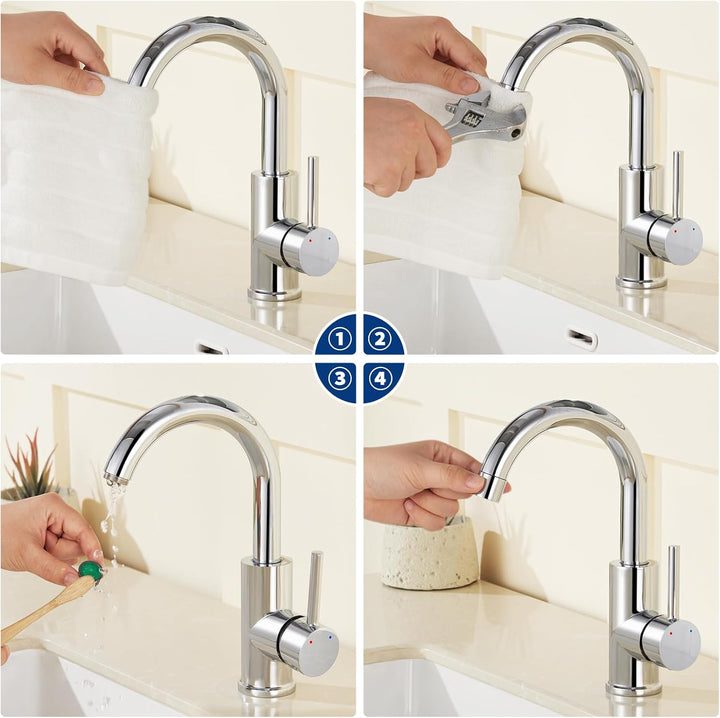 Auralum Küchenarmatur Niederdruck Armatur Küche/Bad, 360°Drehbar Wasserhahn Küche Niederdruck mit 3