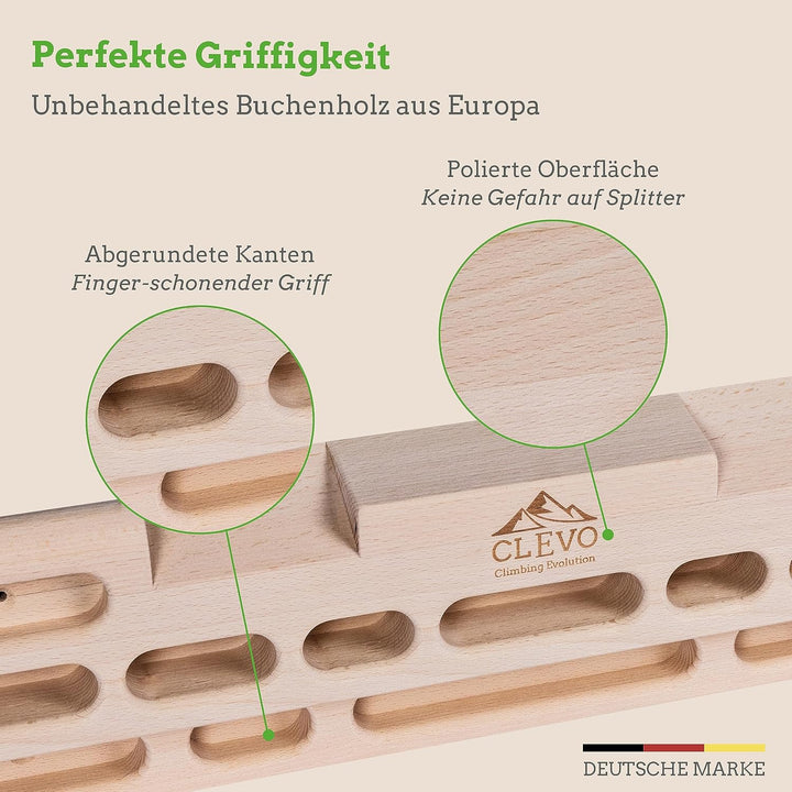 Clevo - Hangboard für Kletten und Bouldern - Climbing Trainingsboard Hangboard Klettern Aufhängung f