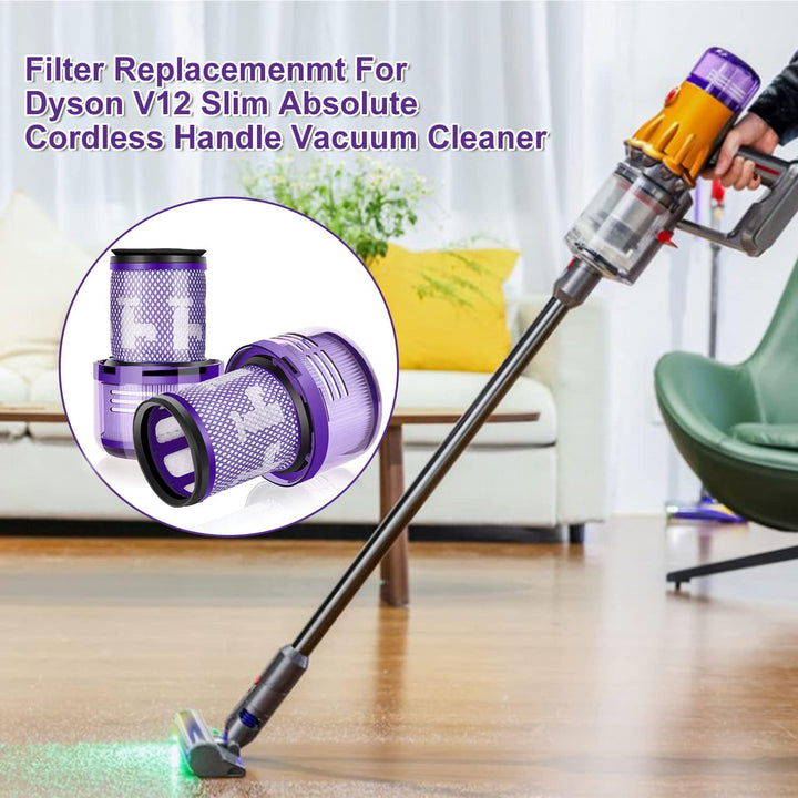 Leadaybetter 3 Stück Ersatzfilter Filter für Dyson V12 Detect Slim Absolute Staubsauger, Waschbar Er