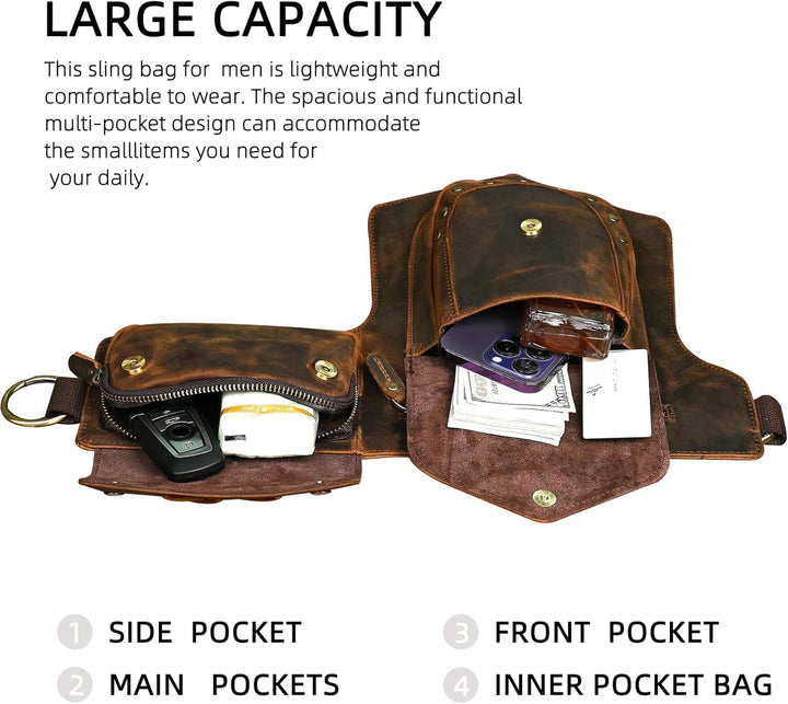 Herren Canvas + Leder Motorrad Reiten Tasche Beinbeutel Beintasche Aussenbeintasche Hüfttasche Drop