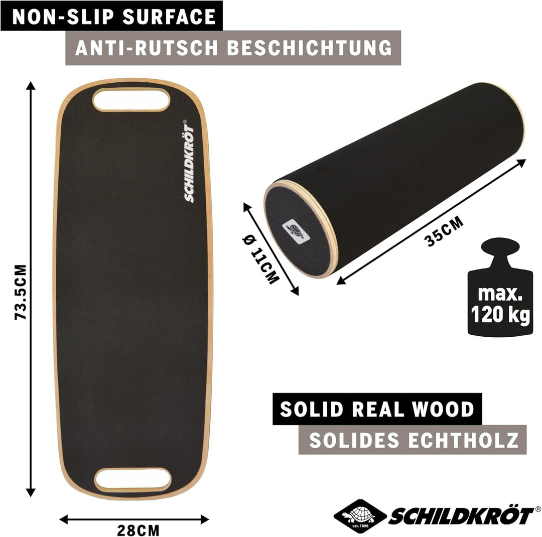 Schildkröt Wooden Balance Board aus Echtholz, Gleichgewichtsboard für Indoor-Surfen und Skaten, Core