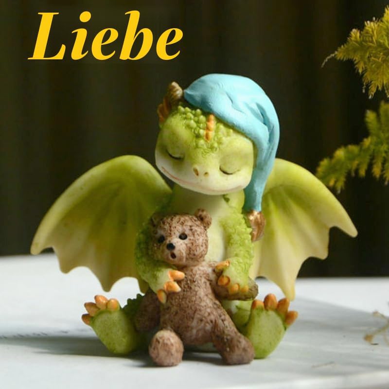 Miniatur Fee Garten Drache Figurine- Aus Meinem Herzen Anwesend Blume Drache, Anwesend Blume Drache