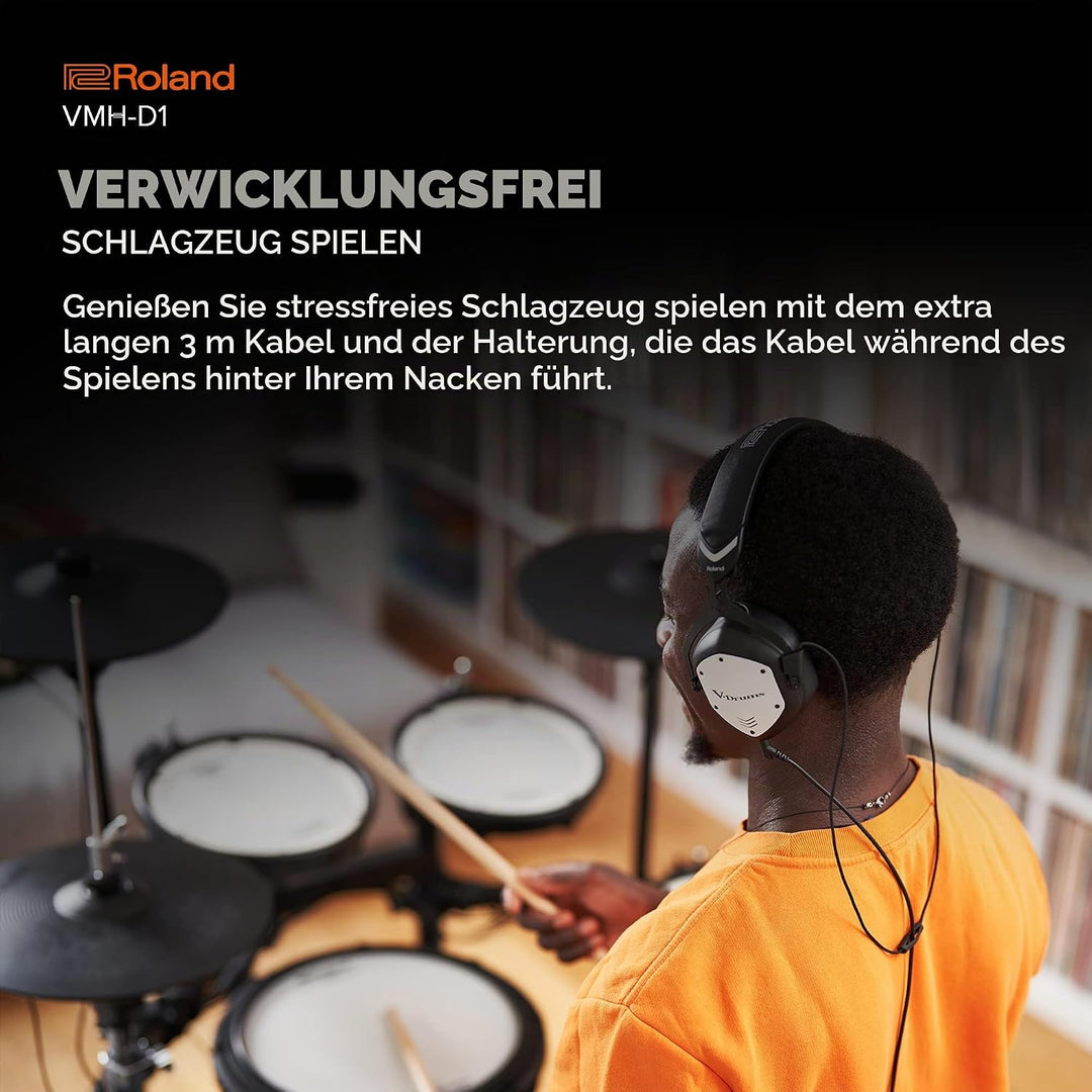 Roland VMH-D1 V-Drums Kopfhörer | Entwickelt von Roland &amp; V-Moda für V-Drums &amp; alle E-Drumkits | Imm