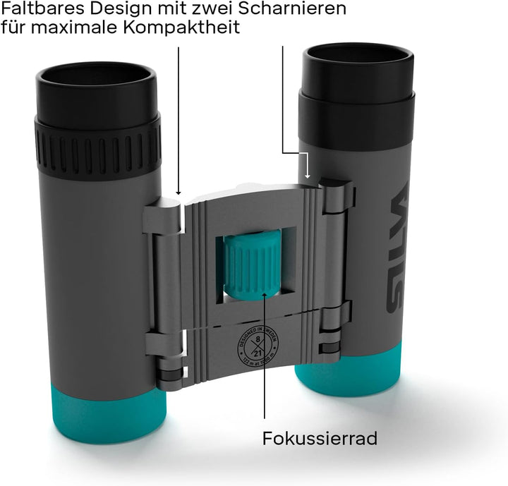 Silva kleines Fernglas Erwachsene & für Kinder - Pocket 8X - 8x21 Wasserfest - BK7 - Faltbares Ferng