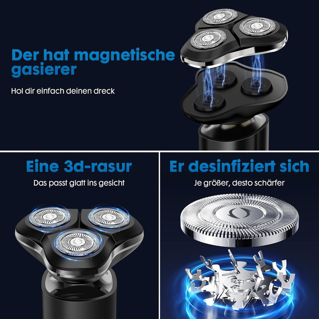 Rasierer Herren Elektrisch, 2025 verbesserter männlicher Bartschneider, wasserdichter Nass- / Trocke