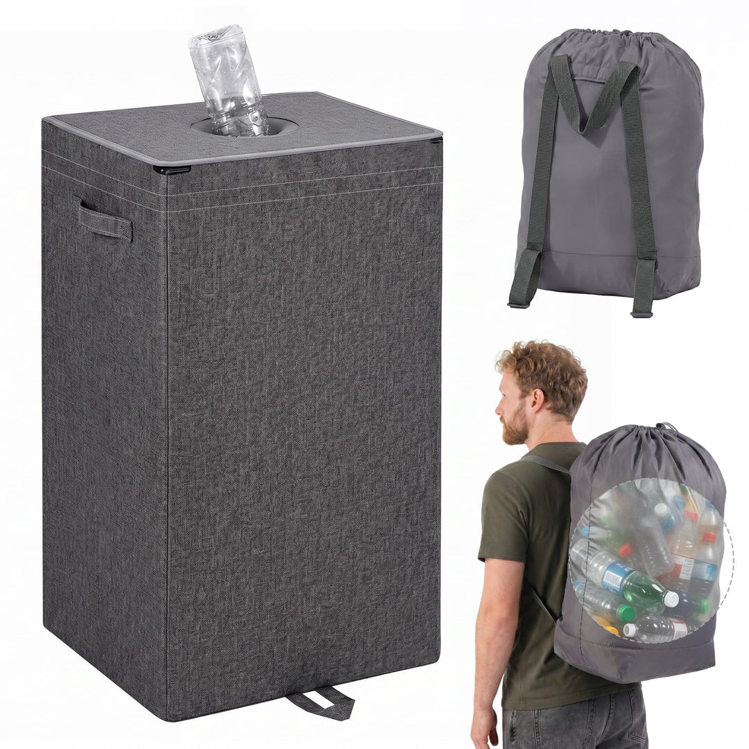 Sekey Pfandflaschen Sammelbehälter, 100L Pfandflaschen Behälter mit Deckel &amp; Einwurfloch, Abnehmbare