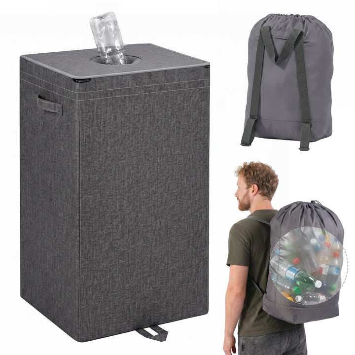Sekey Pfandflaschen Sammelbehälter, 100L Pfandflaschen Behälter mit Deckel &amp; Einwurfloch, Abnehmbare