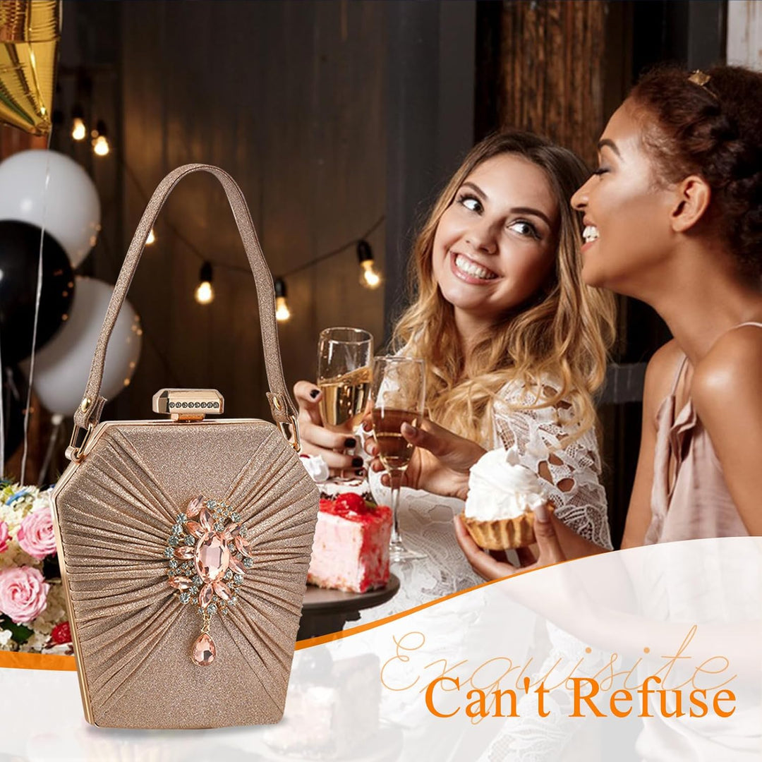 CORIOS Abendtasche Damen Strass Clutch Bag Shiny Diamant Handtasche Klein Tasche Elegante Umhängetas