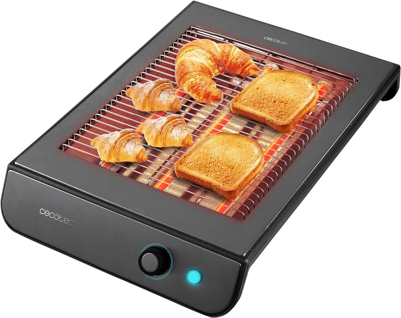 Cecotec Turbo EasyToast InoxDark Flacher Toaster für alle Brot- und Gebäckarten, 900 W, 3 Widerständ