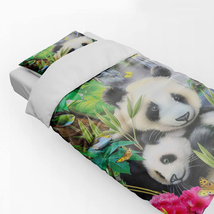 Zomer Bettwäsche Set 135x200 cm 2teilig Bettbezug Mikrofaser Bettwäsche Deckenbezug mit Panda Eltern