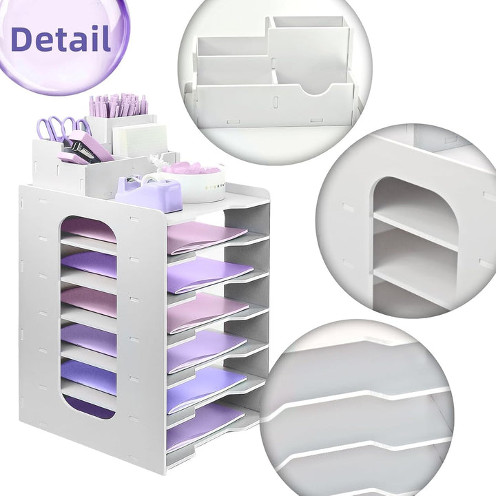 HMXLJJY Briefablage Organizer, A4 Papier Ablagefächer, 7-stöckiges Büro Aktenablage, Schreibtisch Da