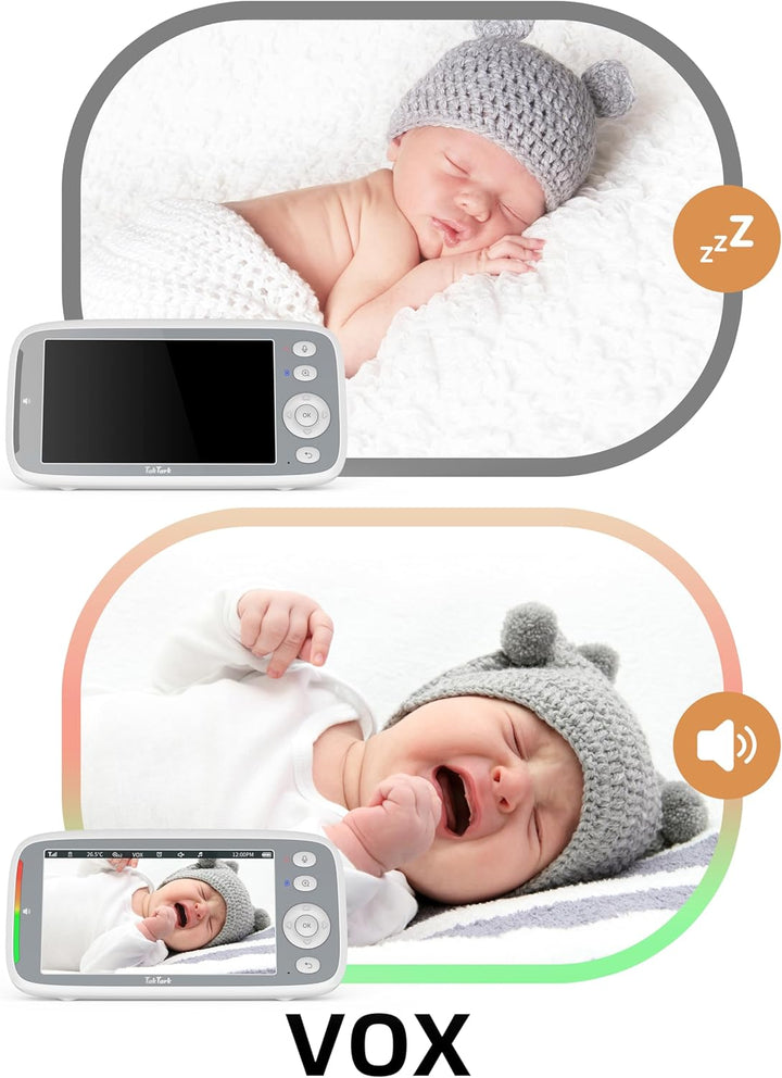 TakTark Babyphone mit Kamera, 5'' Babyfon mit Kamera 720P IPS Video Baby Monitor with Camera mit Rot
