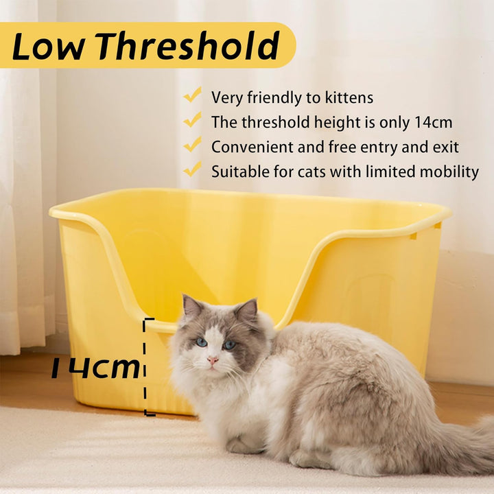 Vealind Offen Katzenklo XL, Katzentoilette Hoher Rand, 55x40x26cm Gross Katzenklo, katzentoiletten E