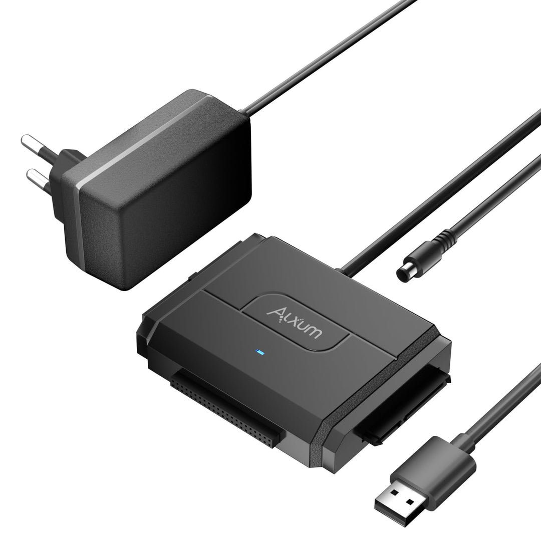 Alxum IDE und SATA Adapter, USB 3.0 Festplatten Konverter mit Netzschalter für 2.5 und 3.5 Zoll HDD