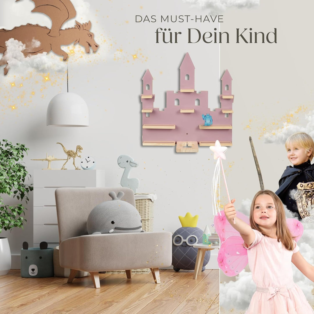 tectake® Holz Regal mit Magnetstreifen für Wand Montage, Tonieregal, Wandregal für's Kinderzimmer, A
