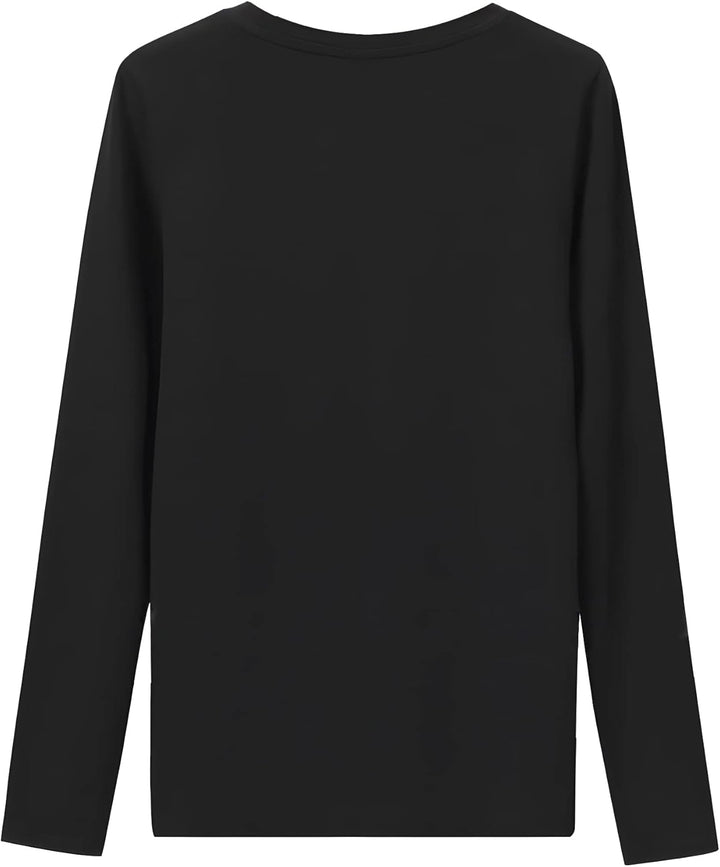 Langarmshirt Damen Basic Longsleeve Langarm-Shirt Oberteil Tops mit Stretch Baumwolle 3er Pack 6151,