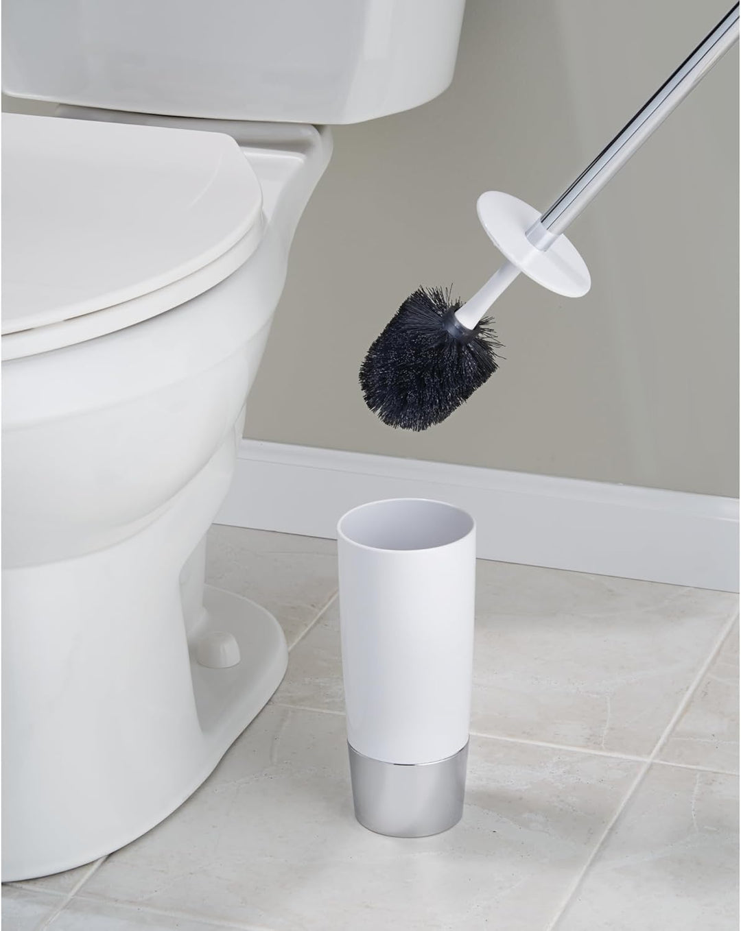 iDesign 99000EU Duetto Toilettenbürste, weiss / chrom, Weiss