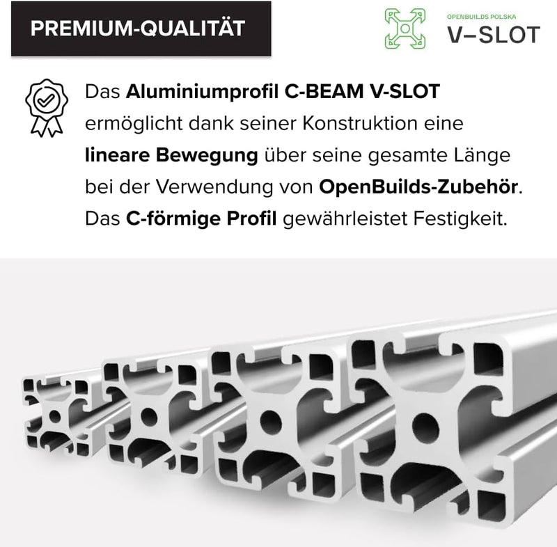 C-BEAM V-Nut Aluminiumprofil 200-1500mm für CNC für 3D-Drucker V-SLOT T-förmiges Profil, Profil für