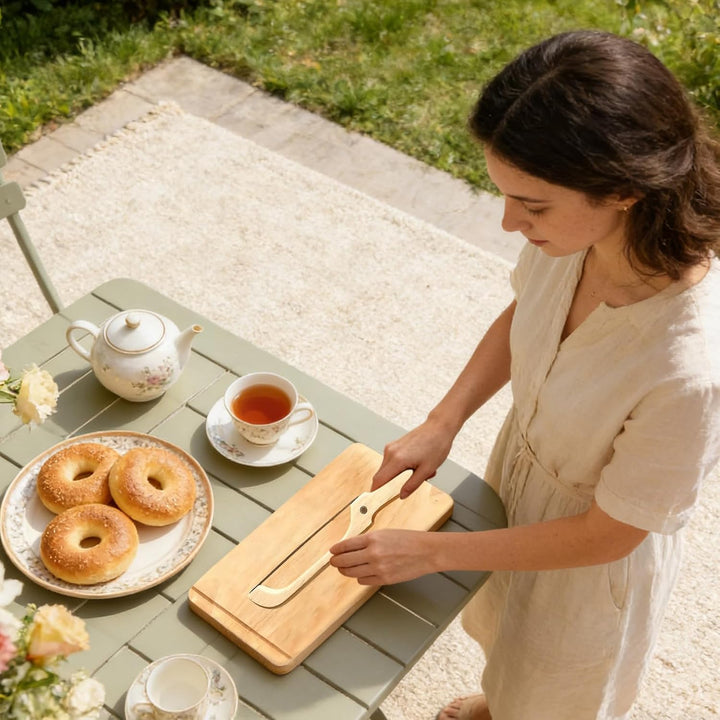 Brot-Schneidegerät Edelstahl Bagel-Schneidewerkzeug | Brot-Schneidebrett mit Schneidemesser für Toas