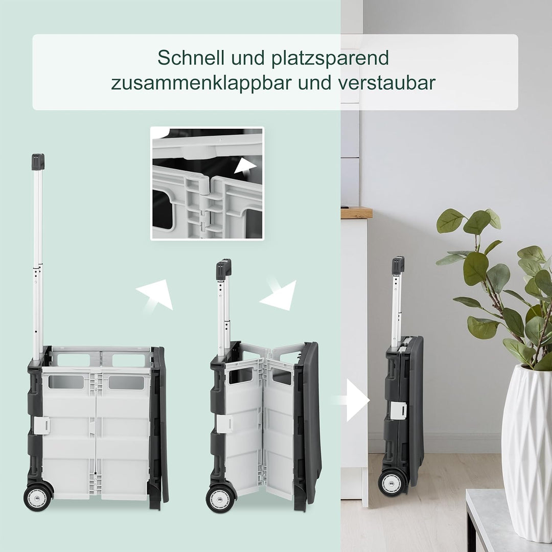 Relaxdays Einkaufstrolley, klappbar, Einkaufskorb mit Rollen, Deckel & Teleskopgriff, bis 35 kg, Rol