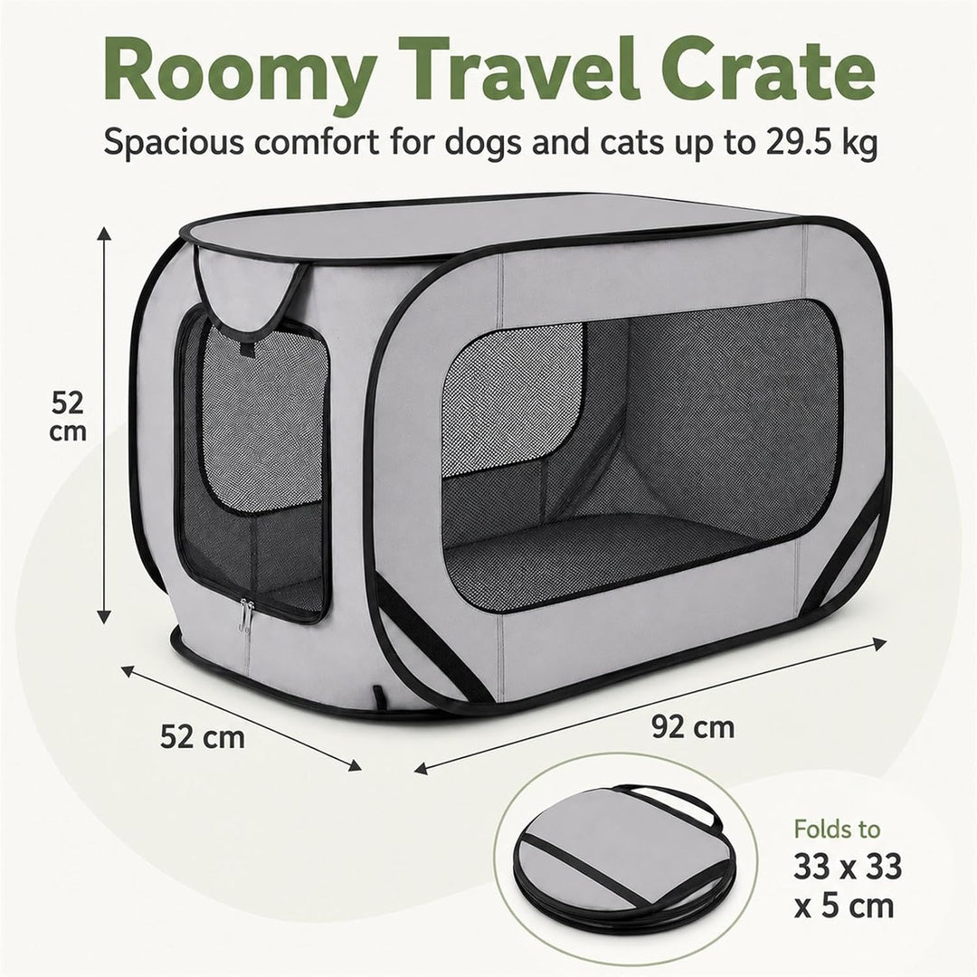 GOOGO Faltbare Hundebox Faltbar, 92×52×52 cm, Oxford Stoff Weiche Hundetransportbox Auto mit Atmungs