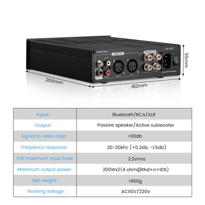 AIYIMA A300 TPA3255 Bluetooth 5.0 300x2 Leistungsverstärker 2.0/2.1-Kanal-Stereoverstärker mit aktiv