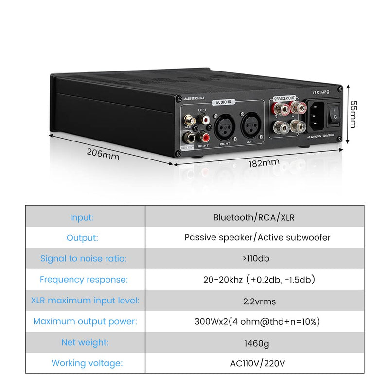 AIYIMA A300 TPA3255 Bluetooth 5.0 300x2 Leistungsverstärker 2.0/2.1-Kanal-Stereoverstärker mit aktiv