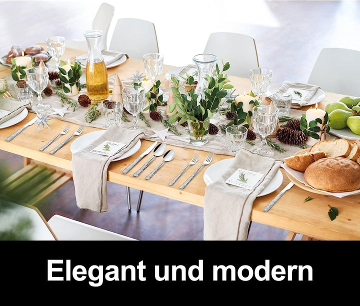 Besteck Set 6 Personen, 30 teilig Edelstahl Besteckset, Essbesteck Set mit Messer Gabel Löffel, Hoch