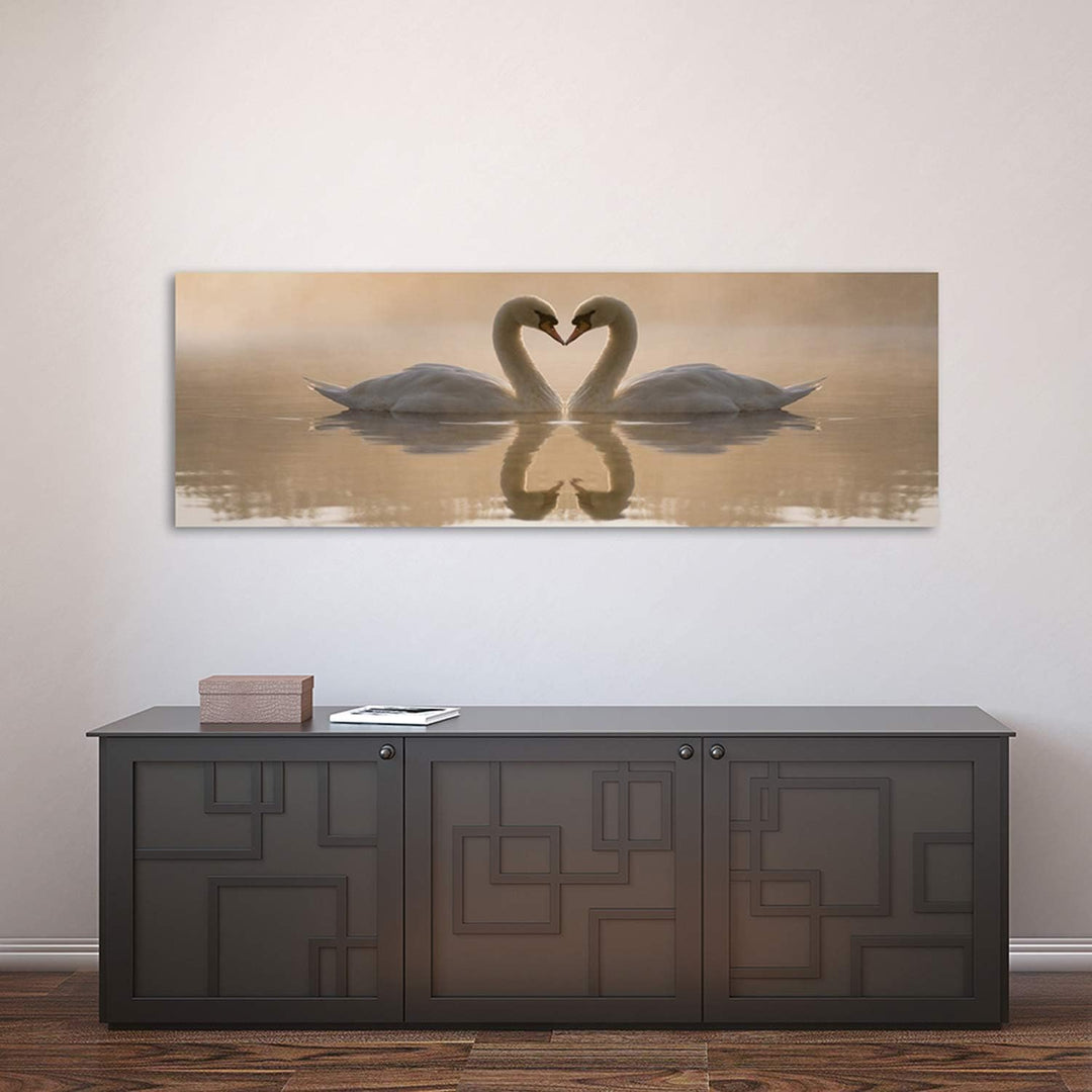 Feeby Bilder Schwäne Tiere 100x40 cm Wohnzimmer Schlafzimmer Büro Flur Küche Wandbilder Modern Bild